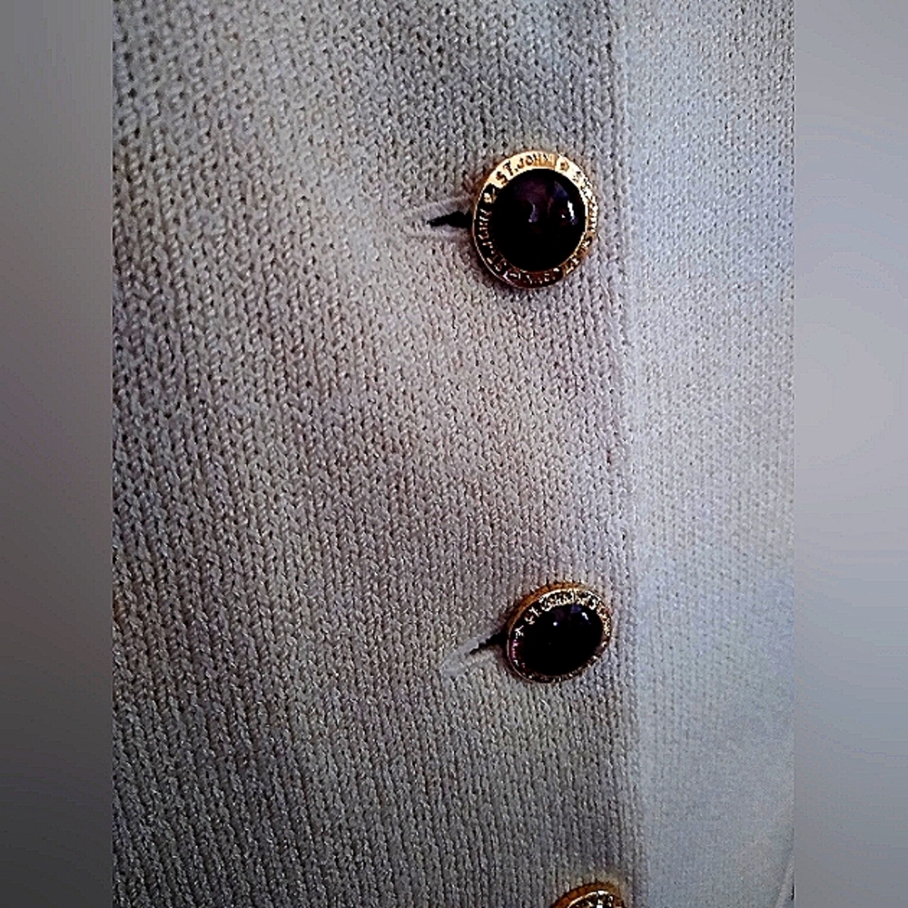 ST JOHN SIZE 12 SANTANA KNIT CREAM, MARBLED COPPER BUTTONS JACKET - Picture 6 of 8